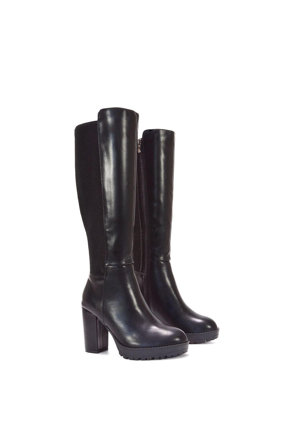 XY London 'Libby' Knee High Block High Heel Platform Elasticated Calf Boots image 3