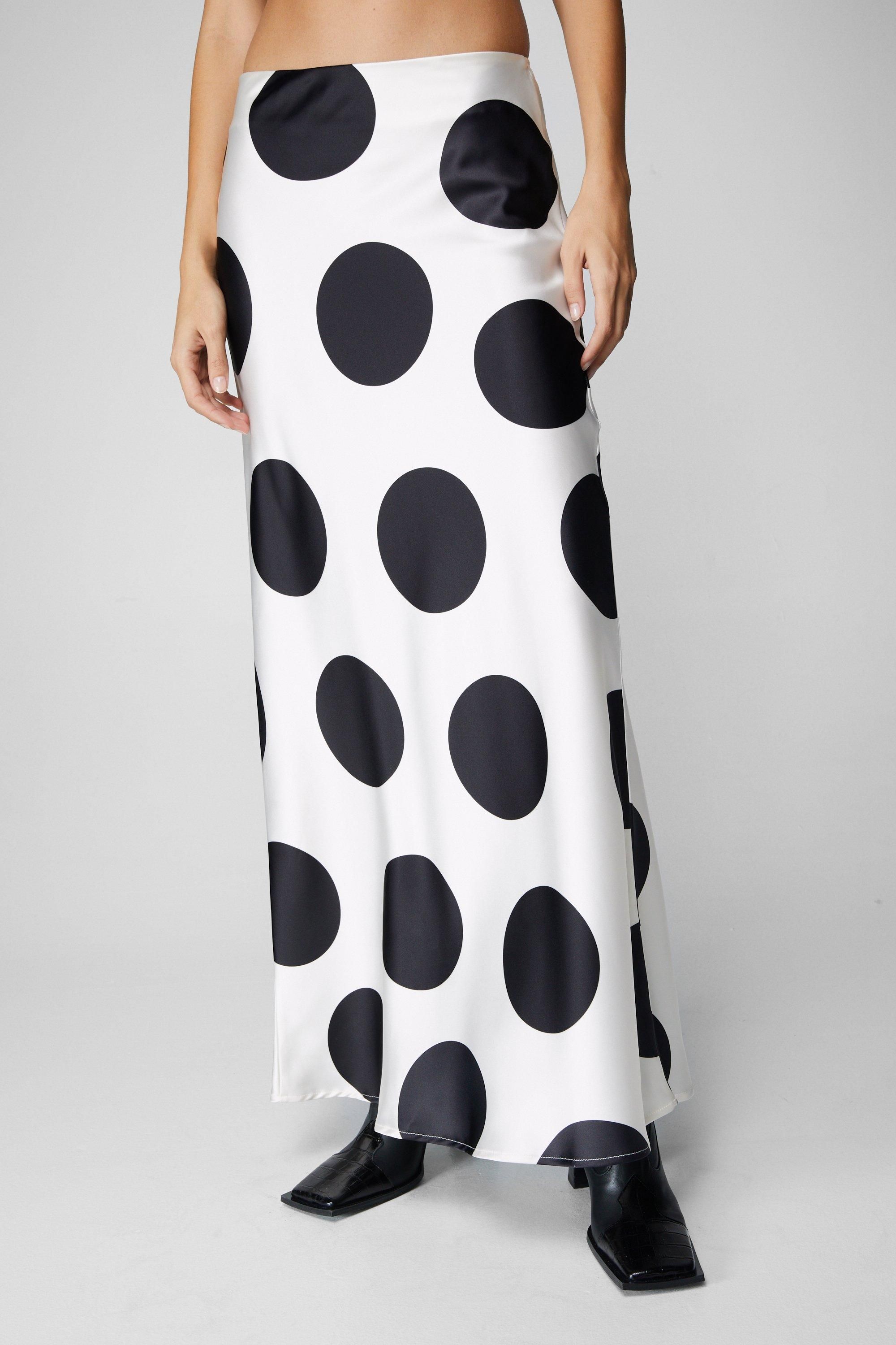 NastyGal Spot Satin Bias Maxi Skirt Ivory image 2