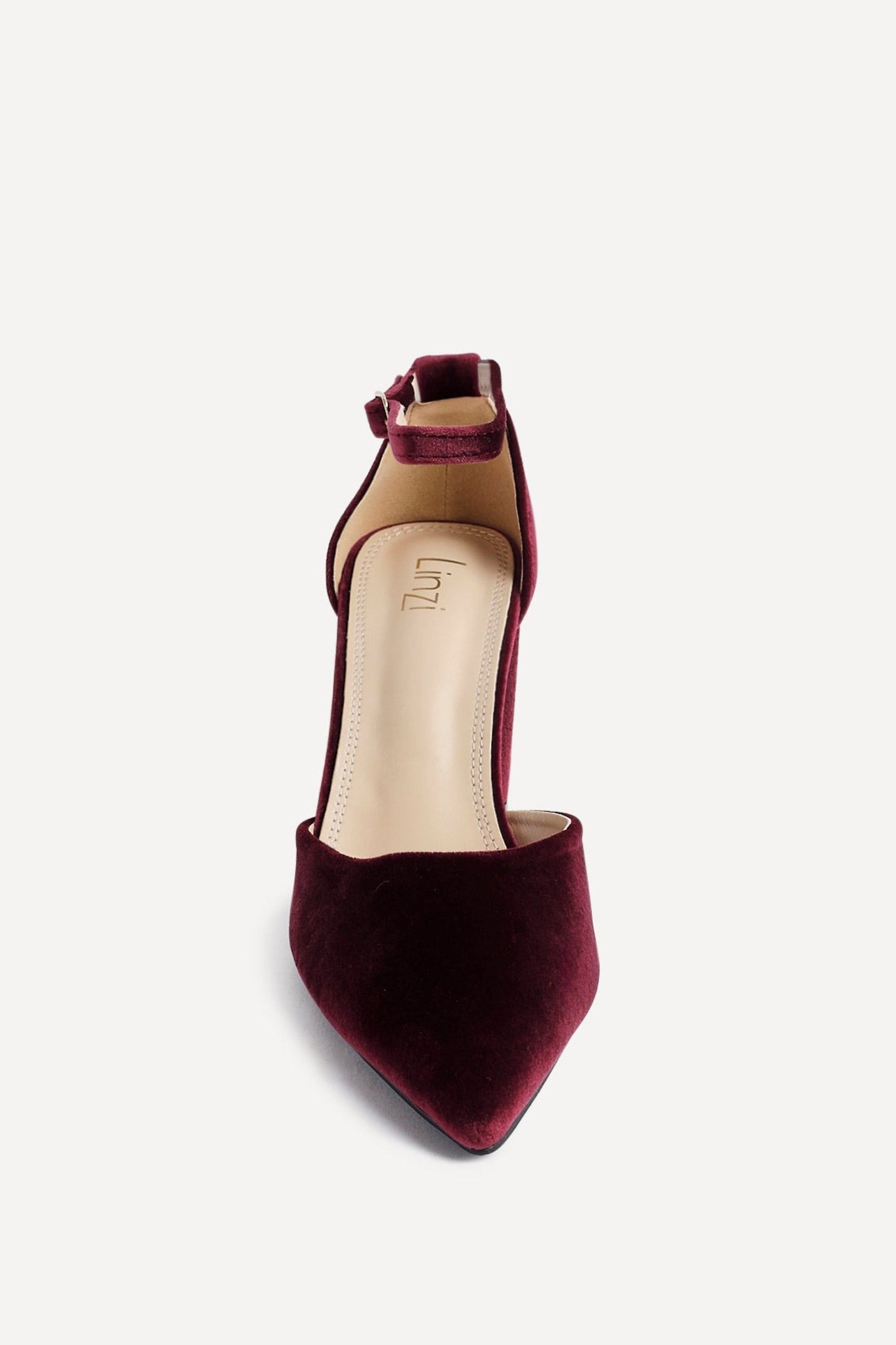 Linzi Glam Burgundy Velvet Pointed Block Heel Courts image 4