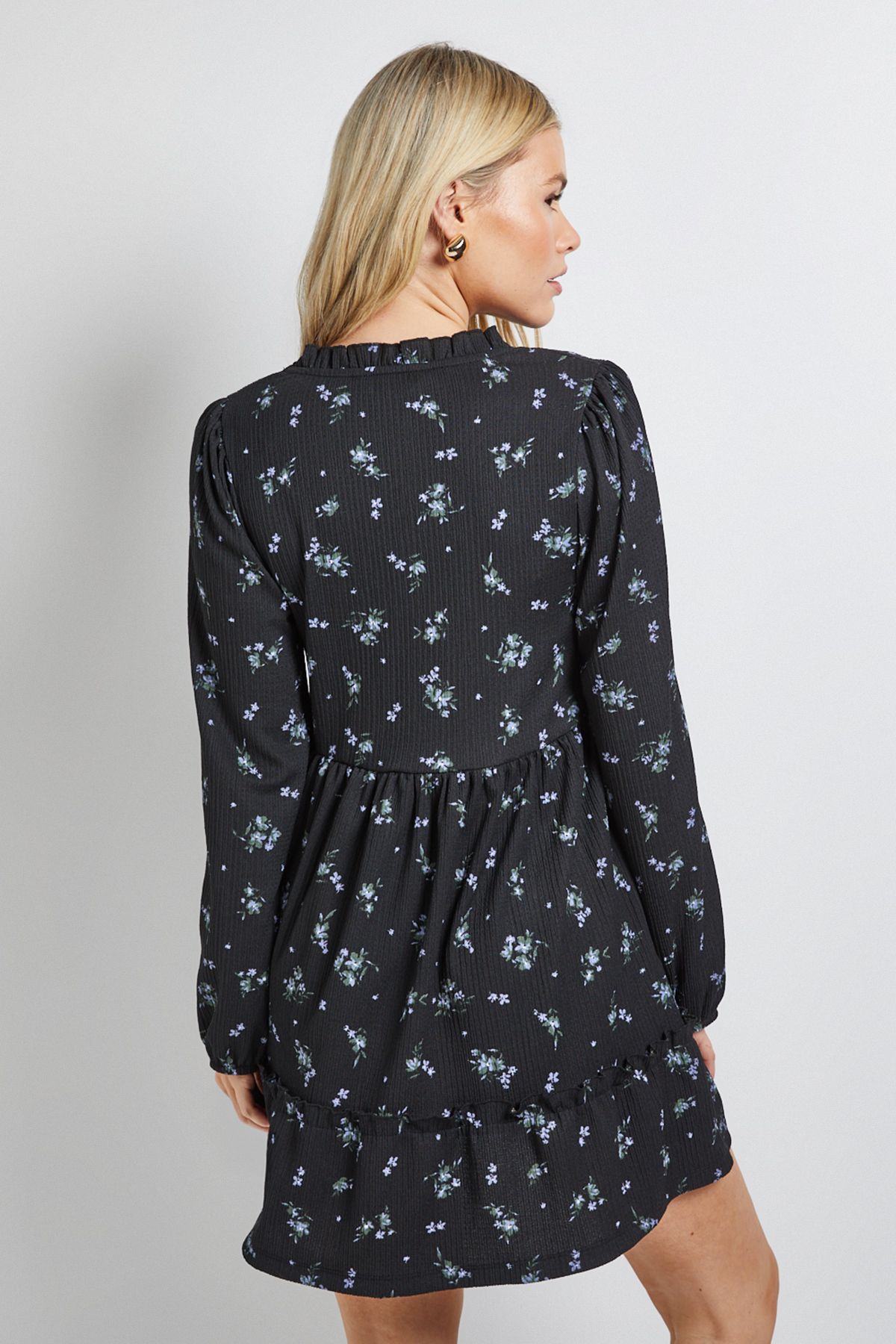 Dorothy Perkins Floral Tiered Scoop Neck Jersey Smock Mini Dress Floral image 3