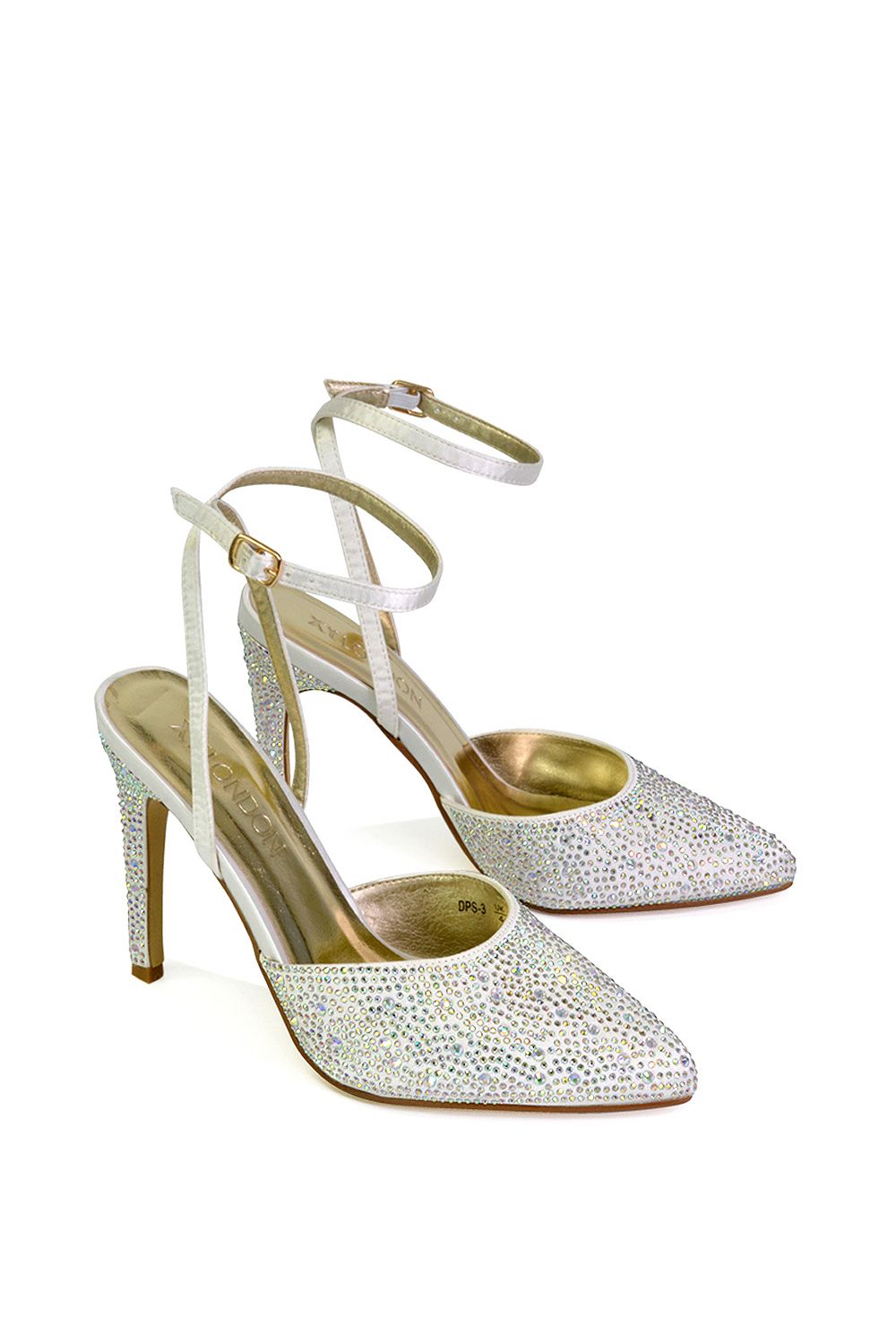 XY London 'Indyah' Diamante 2 Part Shoes Ankle Strap Stiletto High image 5