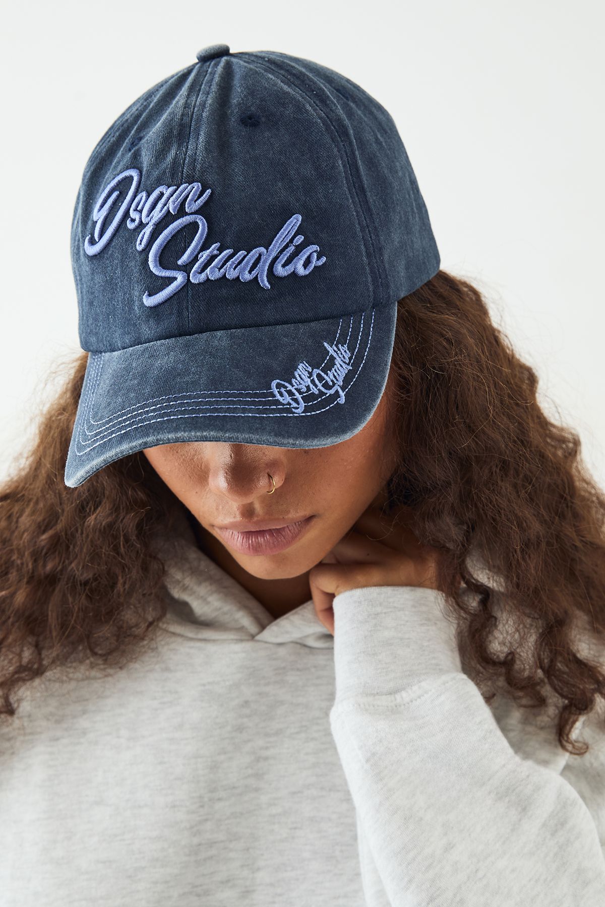 DSGN Studio DSGN Studio Embroidered Washed Cap Indigo image 1