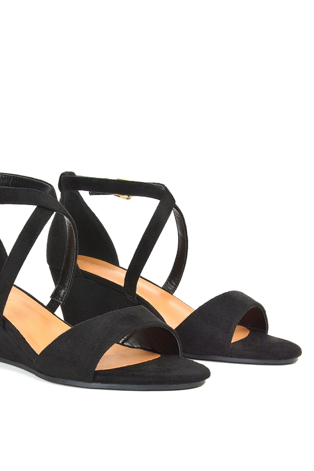 XY London 'Kylie' Strappy Mid Wedge Heel Shoes With Ankle Strap image 6