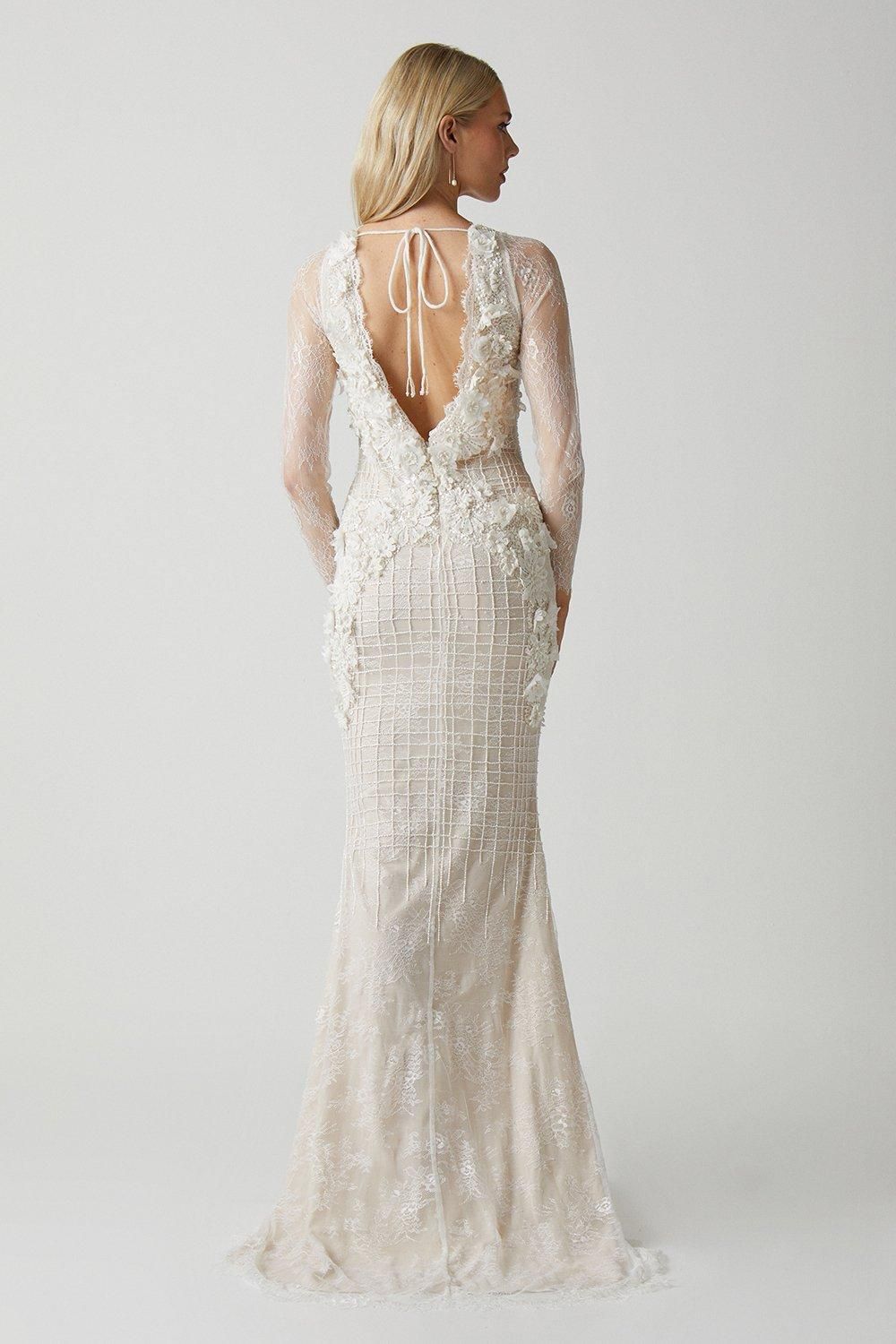 Coast 3d Floral Embellished Lace Wedding Dress Ivory image 3