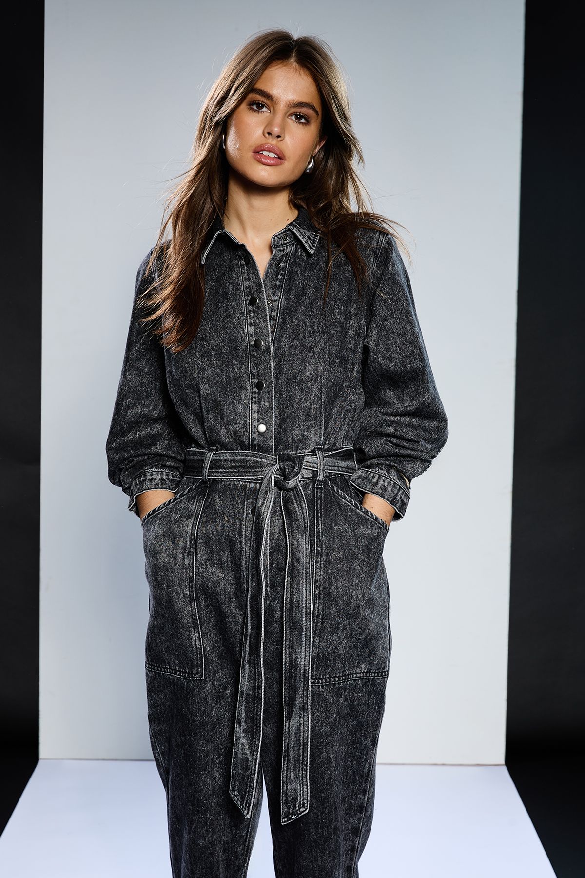 RUNWAY 1.8.1.8 Runway 1.8.1.8 Garment Wash Jumpsuit Charcoal image 2