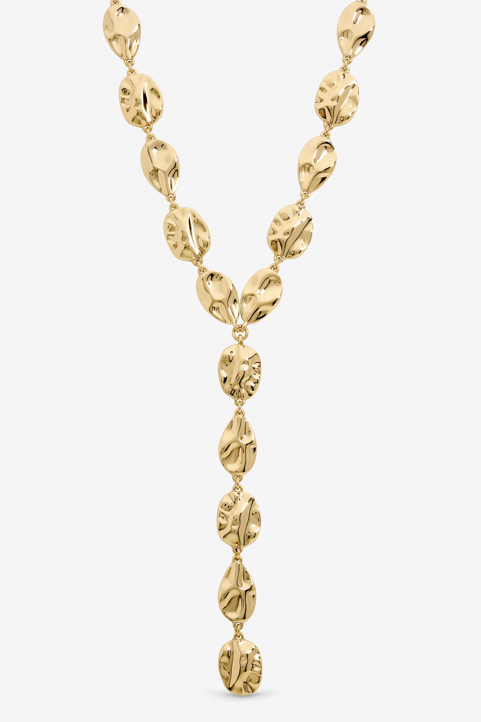 Mood Gold Polished Molten Y-Drop Necklace