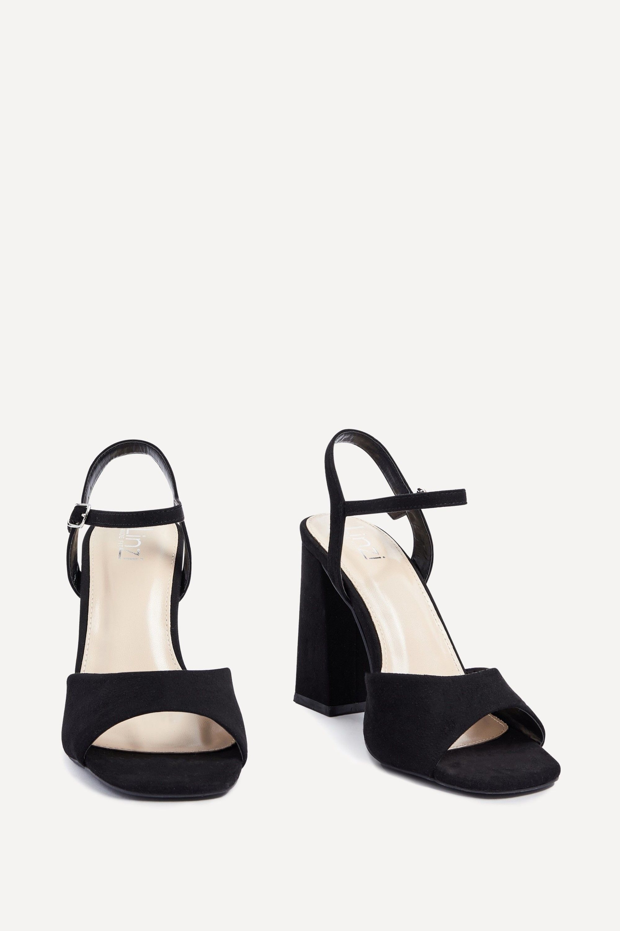 Linzi Monroe Wide Fit Black Suede Block Heeled Sandals image 3