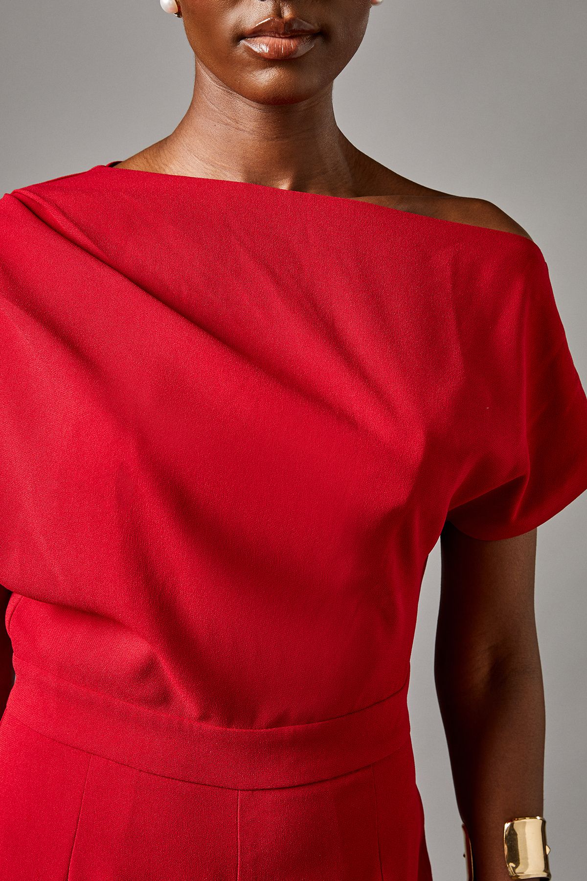 Coast Pleat Off The Shoulder Jumpsuit Red image 5