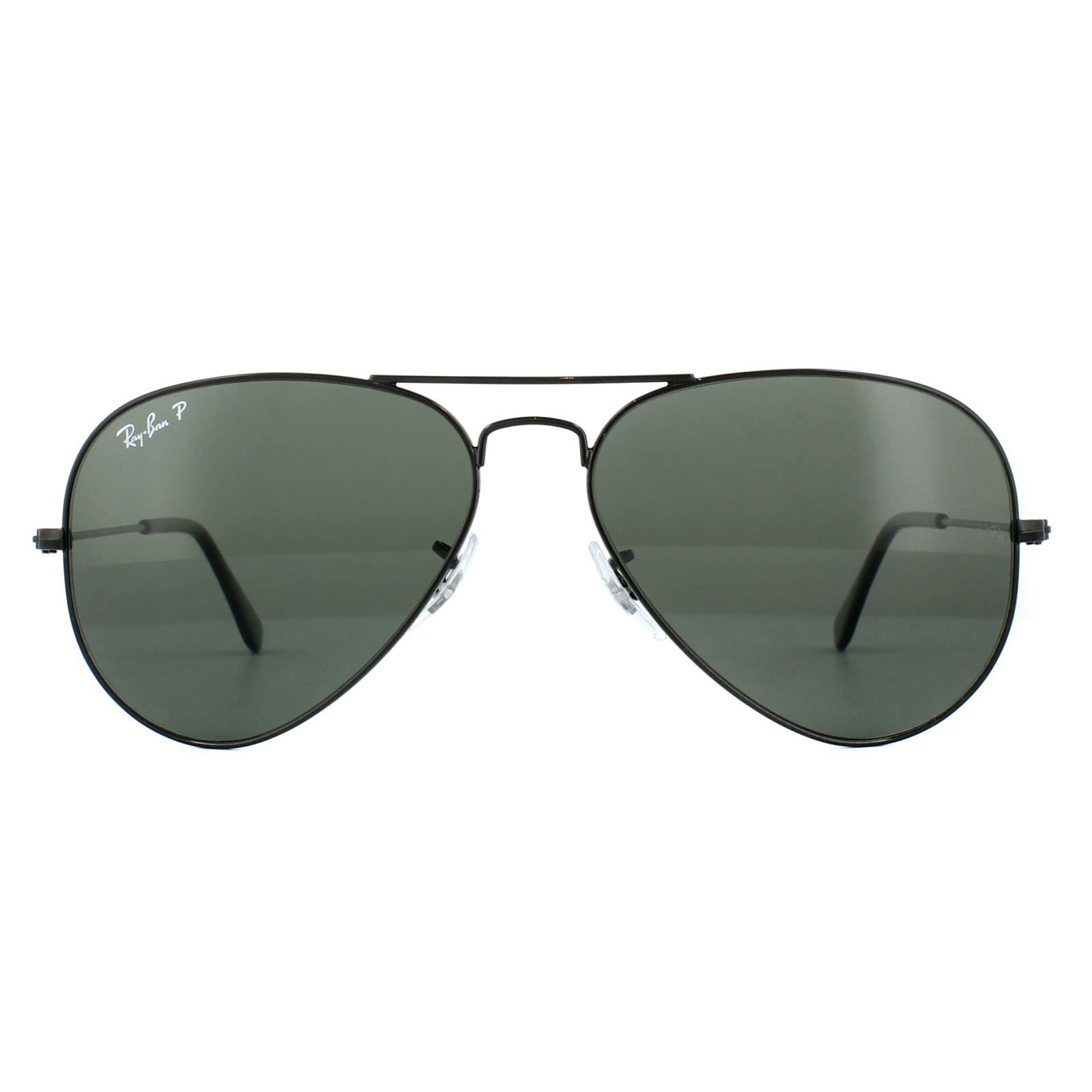 Ray-Ban Aviator Black Green Polarized Aviator 3025 Sunglasses