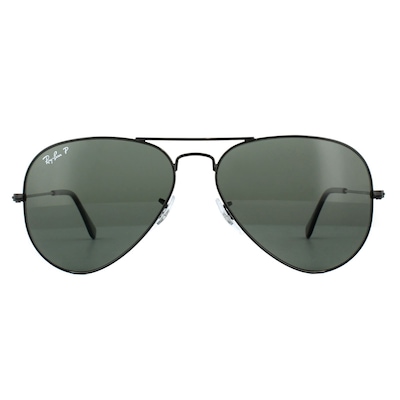 Ray-Ban Aviator Black Green Polarized Aviator 3025 Sunglasses