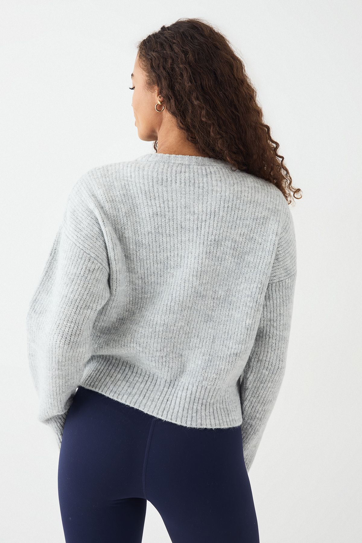 DSGN Studio DSGN Studio Knitted Boxy Zip Through Bomber Ash Grey image 2