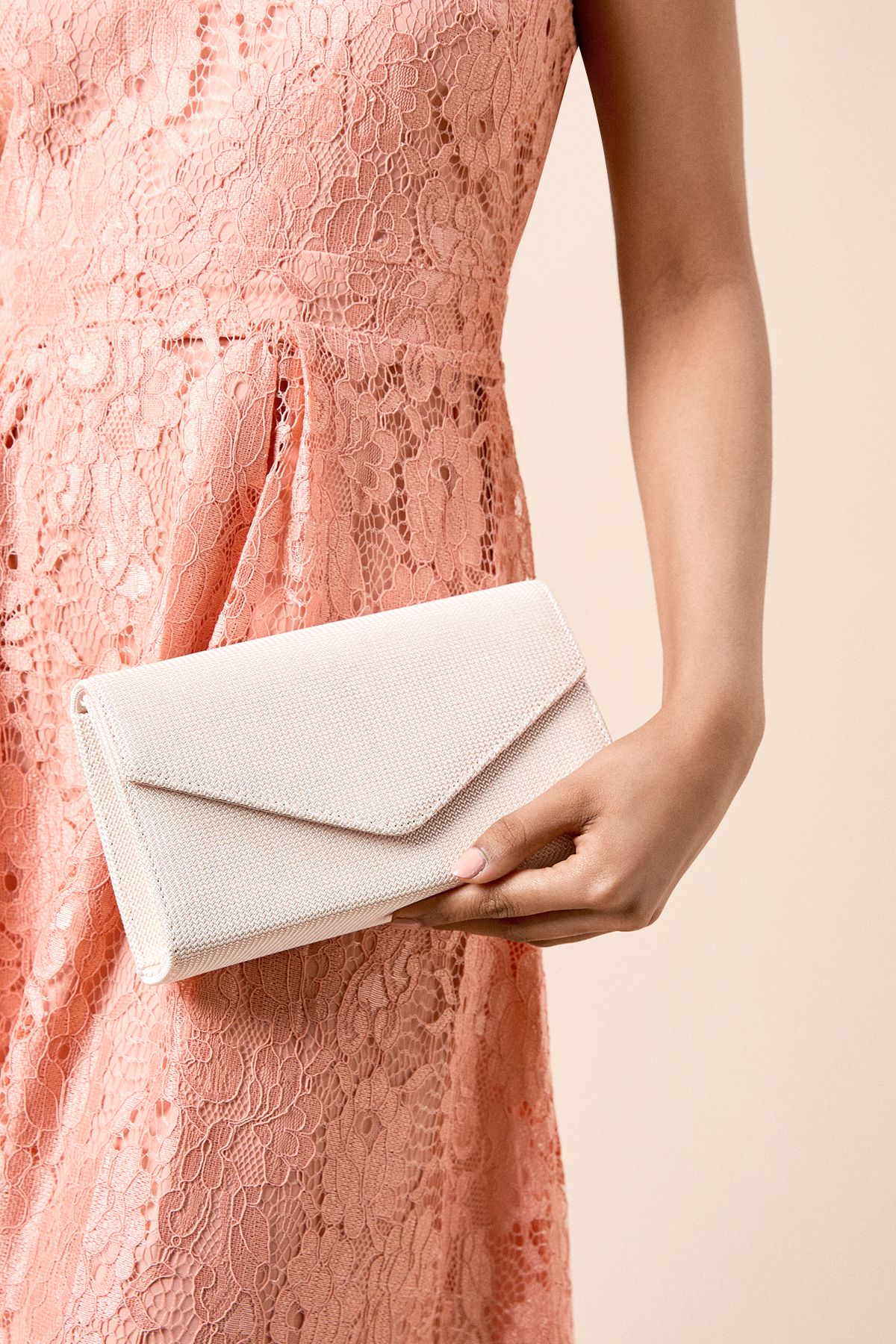 Dorothy Perkins Jersey Glitter Envelope Clutch Bag Rose Gold image 3