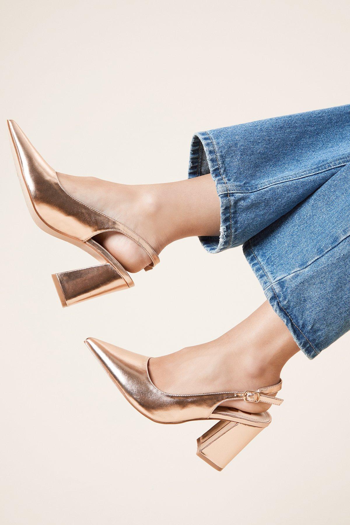Block Heel Rose Gold Shoes Low Heel Wide Fit Wide Fit Gold Sequin
