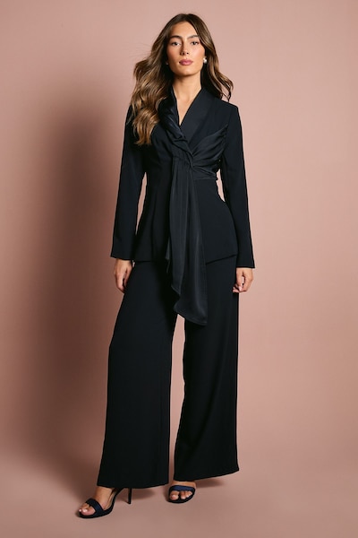 Coast Wide Leg Trouser With Satin Pleated Waistband Navy