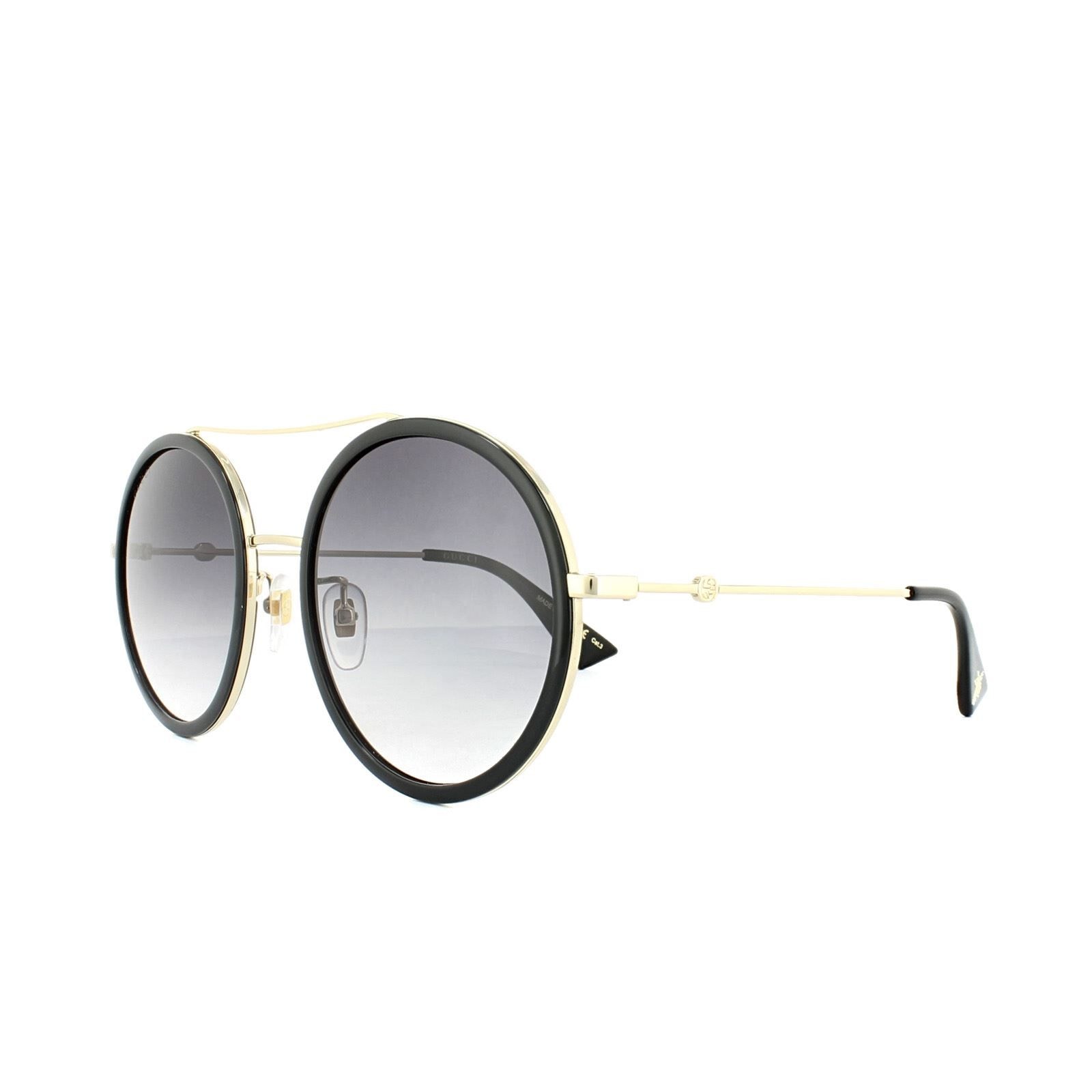 Gucci Round Black Gold Grey Gradient Sunglasses image 2