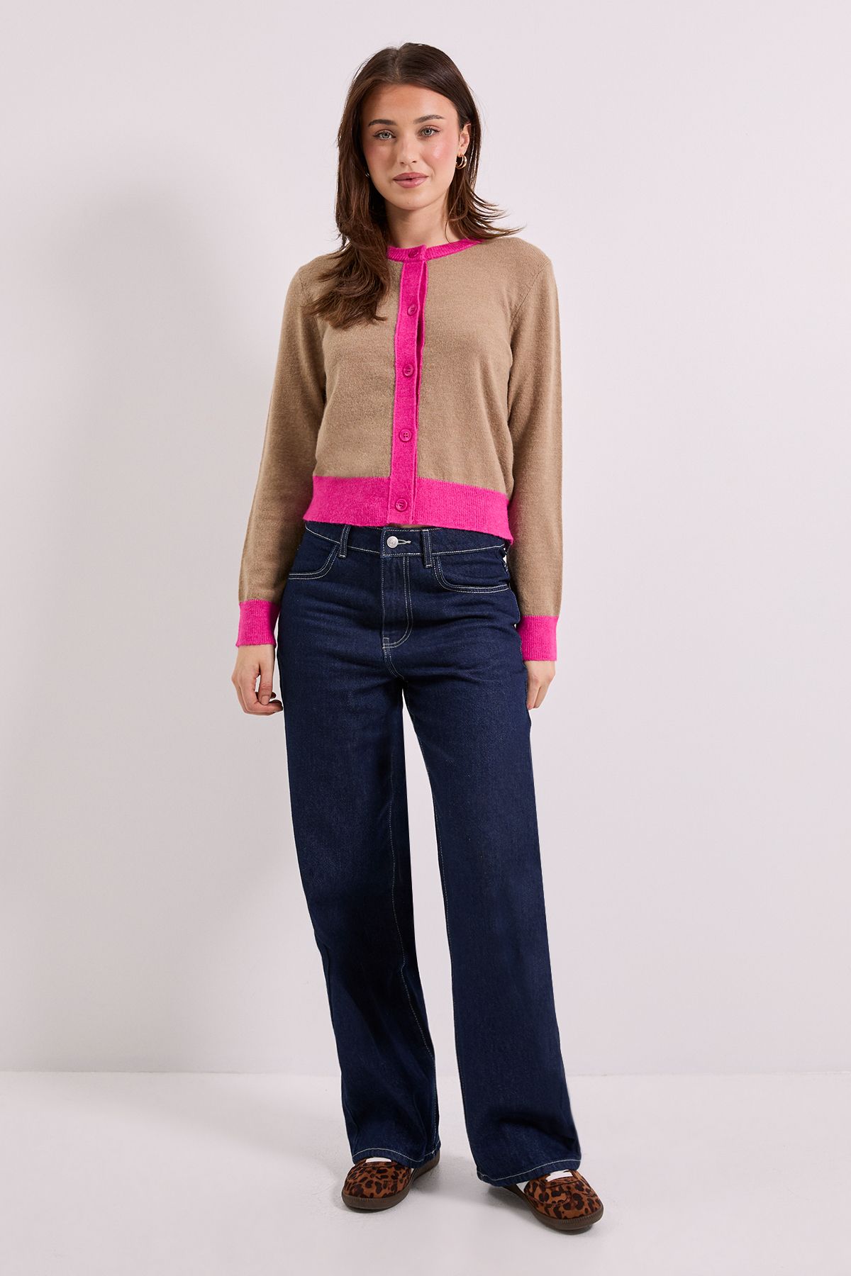 Dorothy Perkins Colour Block Cardigan Camel image 2
