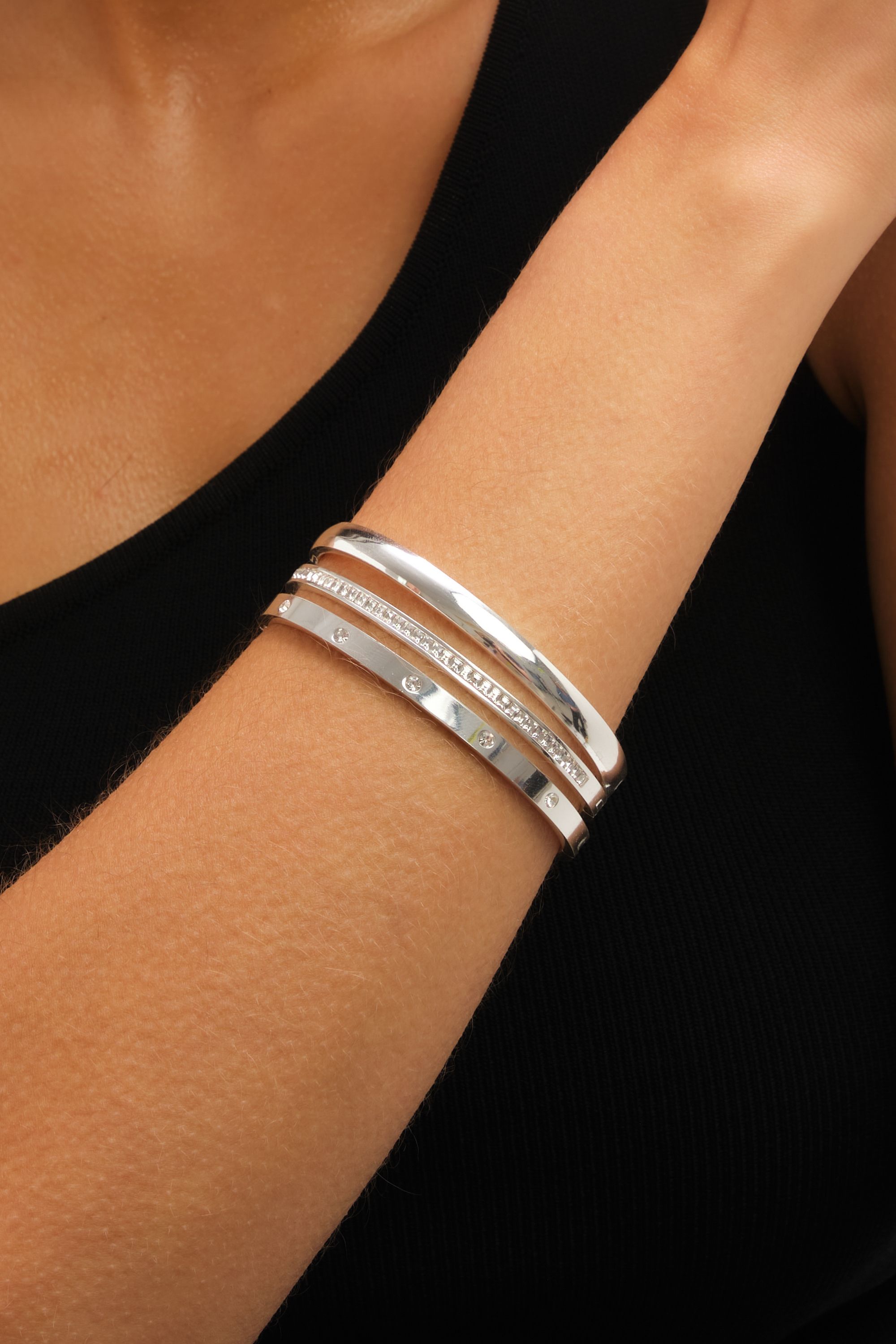 Jon Richard Waterproof Silver Plated Crystal Polished Bangle image 4