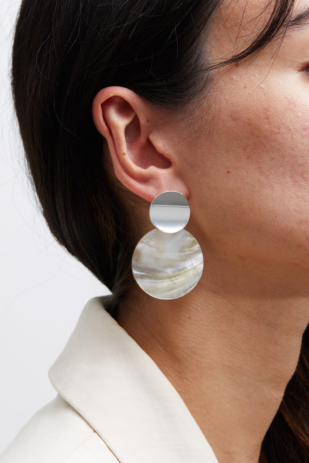 Jon Richard Silver Plated Mother of Pearl Statement Earrings image 2