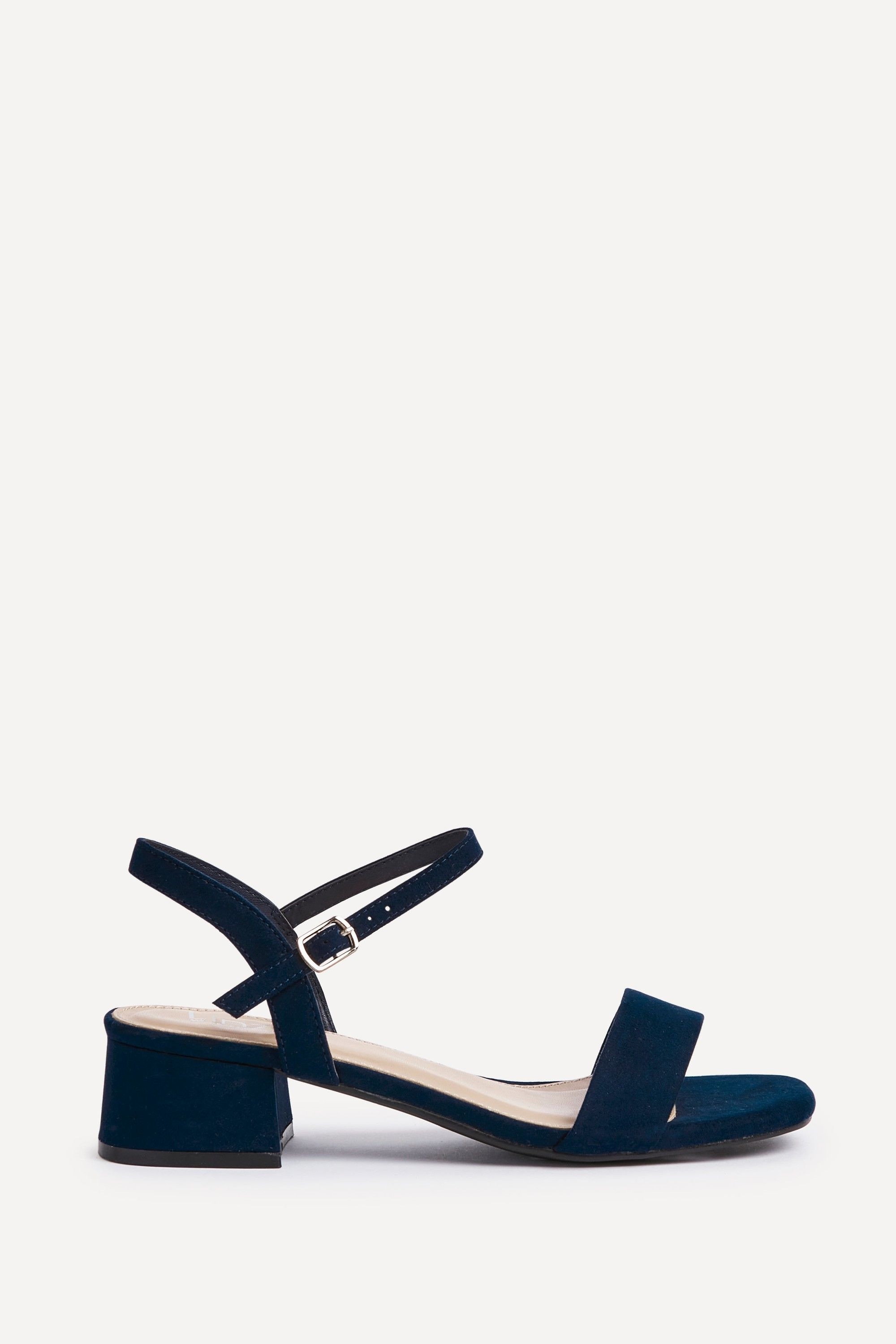 Linzi Carlie Wide Fit Navy Faux Suede Low Block Heel image 1