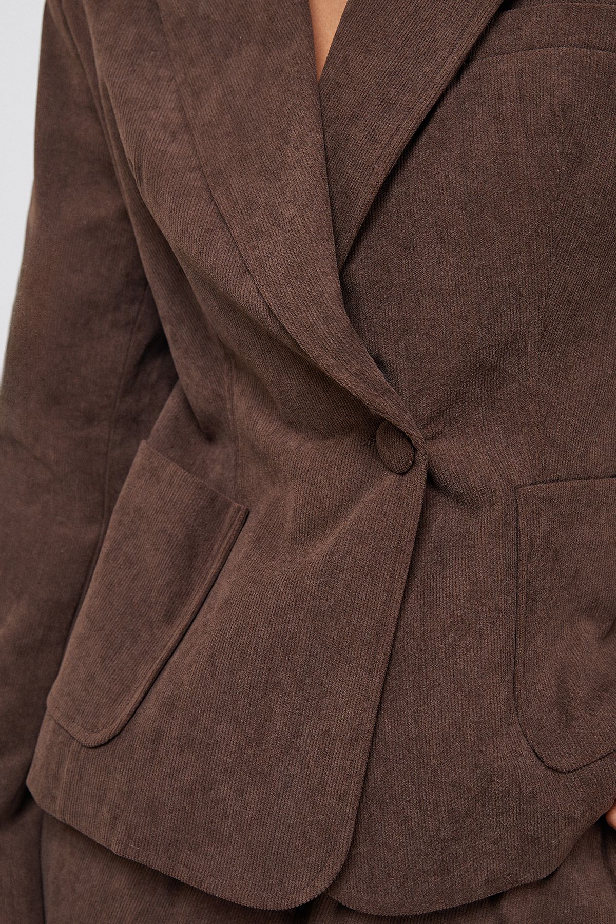 Warehouse Fitted Cord Blazer Co-ord Choc Brown image 5