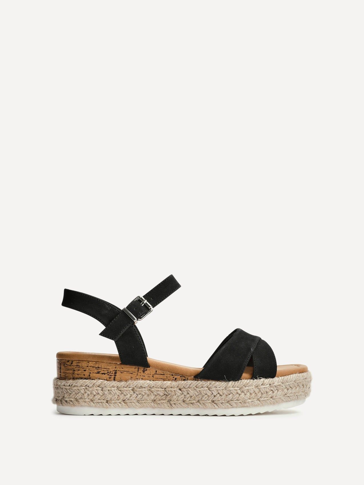 Linzi Sarelli Wide Fit Black Flatform Sandals image 1