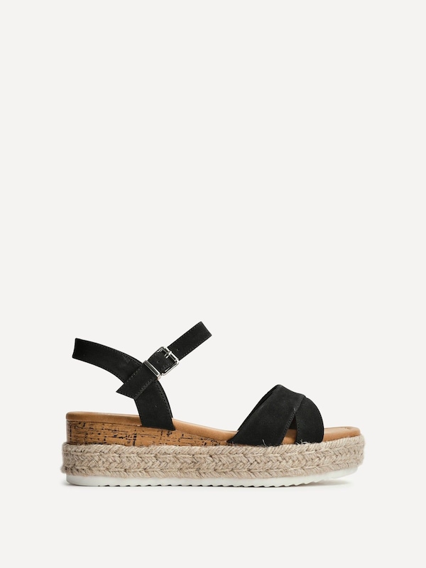 Linzi Sarelli Wide Fit Black Flatform Sandals