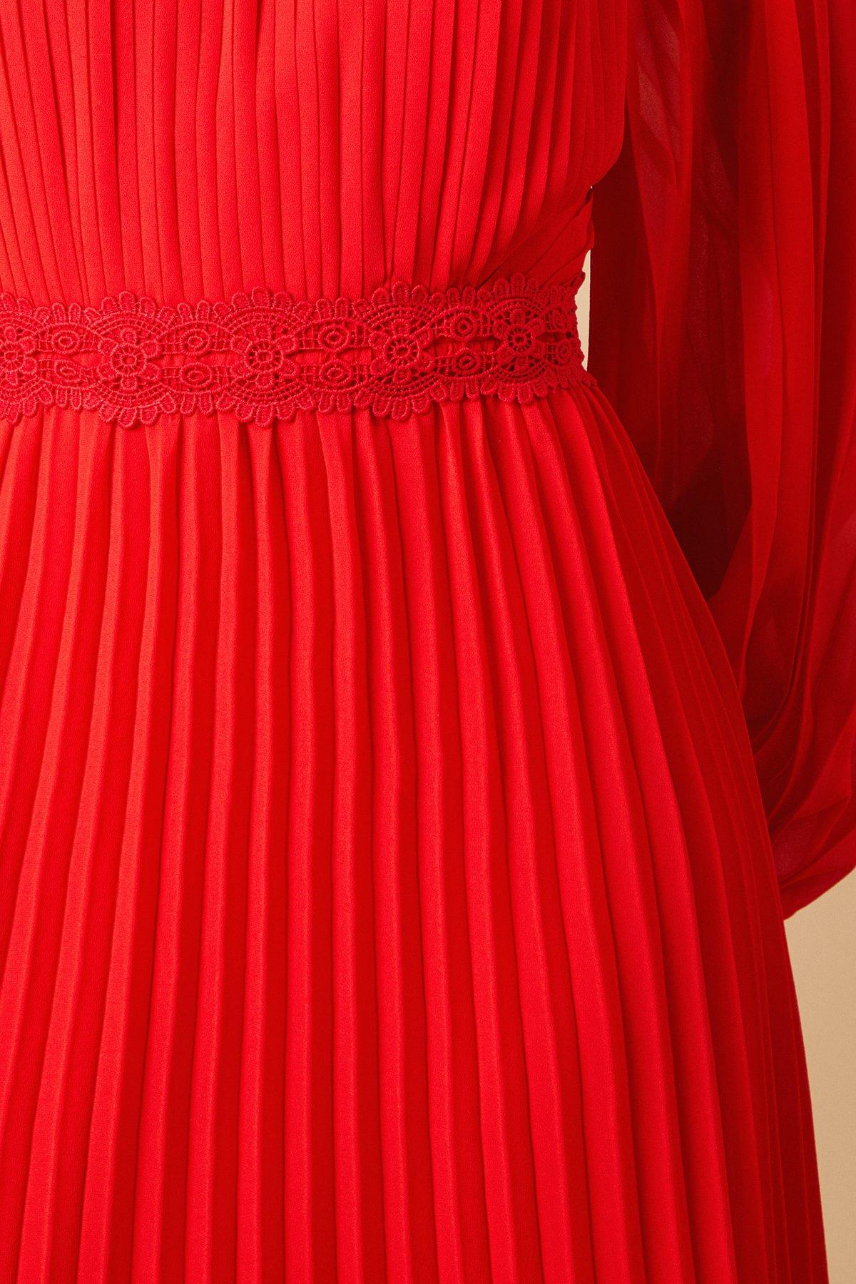 Oasis High Neck Mesh Long Sleeve Maxi Dress Orange image 5