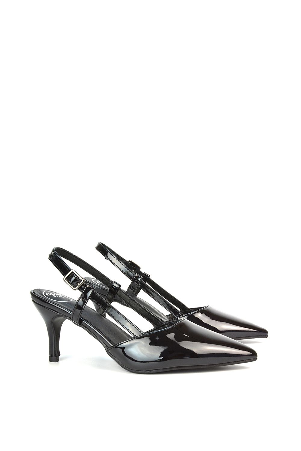 XY London 'Karla' Mid Heel Stilettos Pointed Toe Slingback Court Shoes image 3