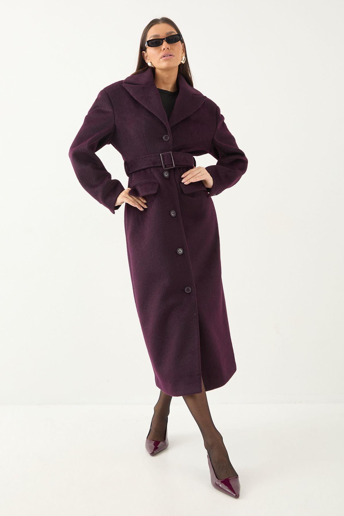 MissPap Patent Chisel Toe Slingback  Kitten heel Court Shoes Burgundy image 2