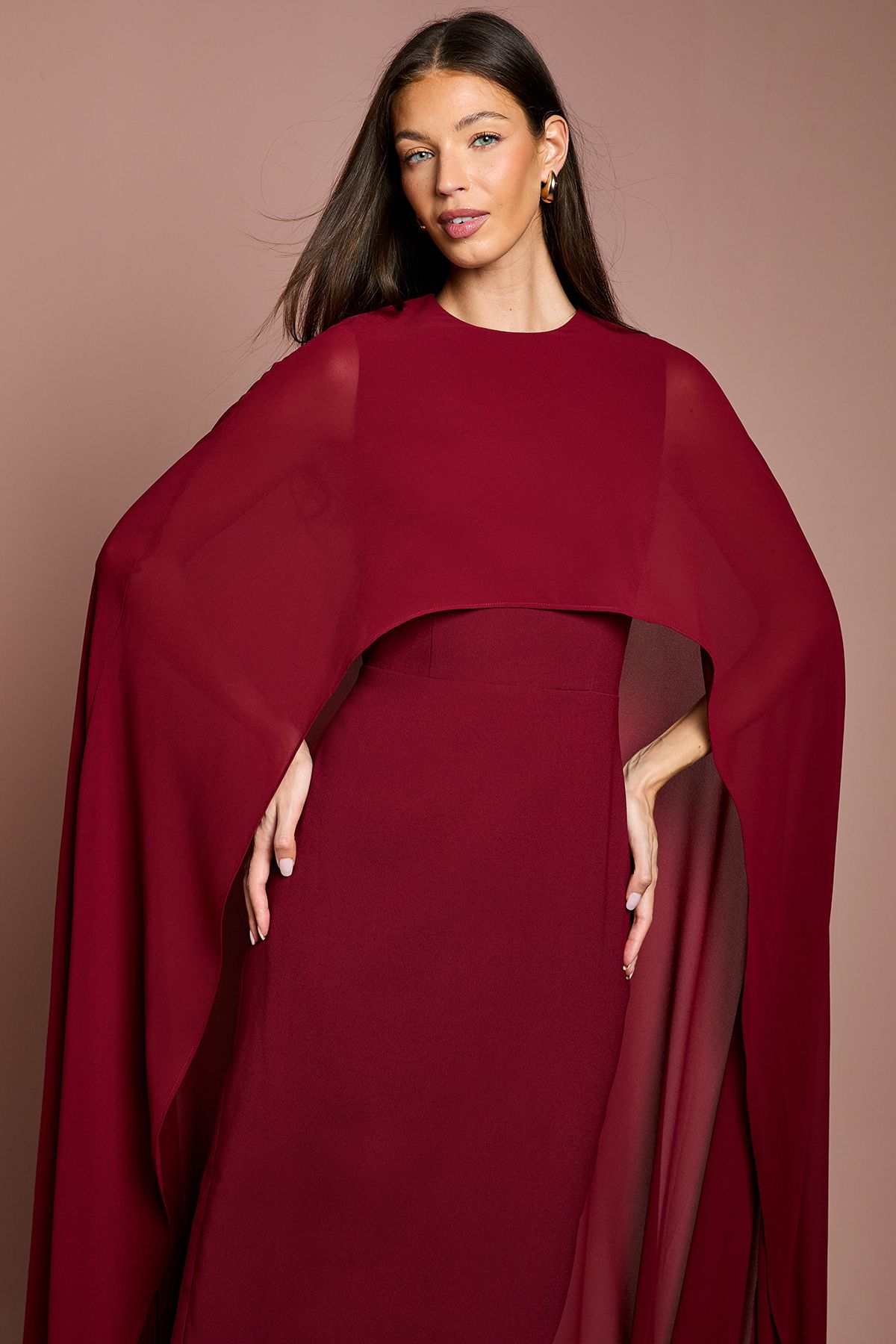 Coast Cape Sleeve Maxi Dress Wine image 2