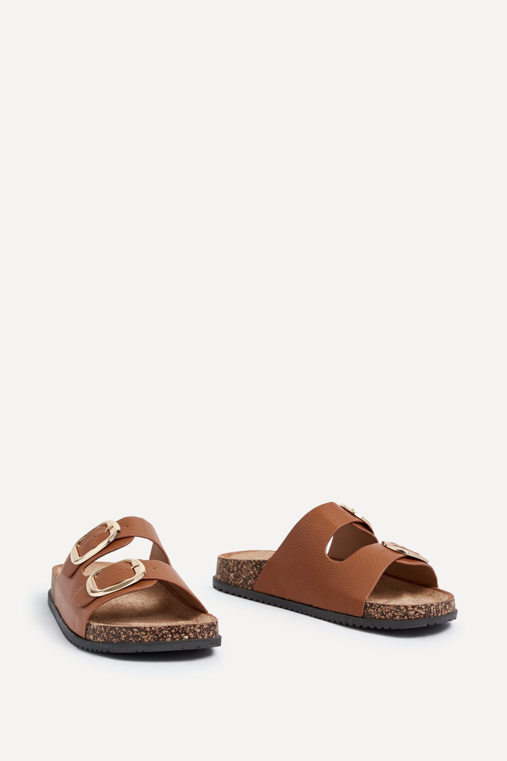 Linzi Tatum Tan Double Buckle Slider Sandals image 3