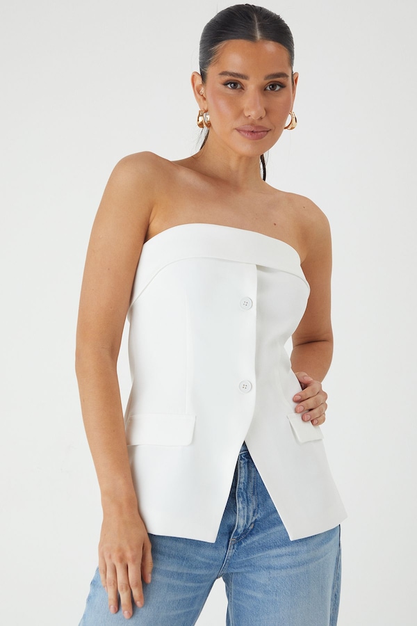 MissPap Tailored Bandeau Top White