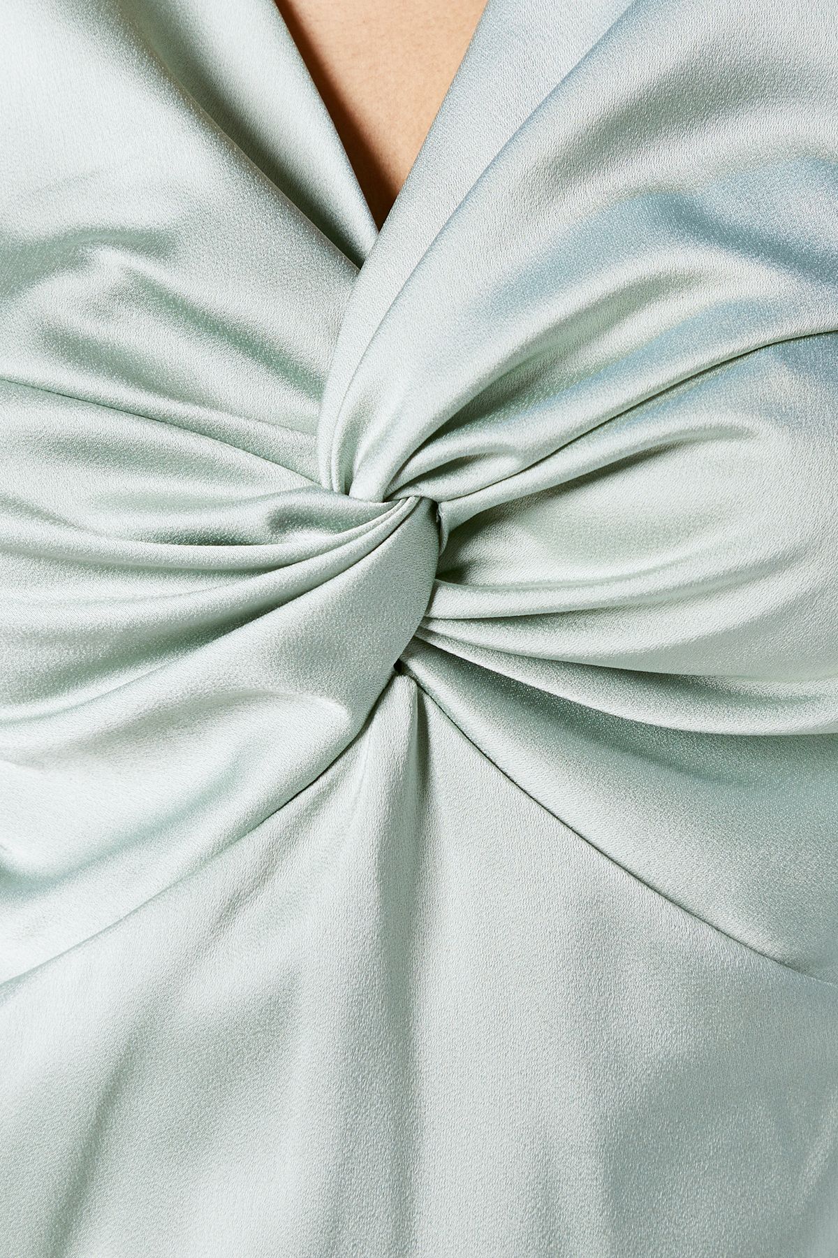 Oasis Twist V Neck Tie Back Satin Bridesmaid Midi Dress Sage image 5