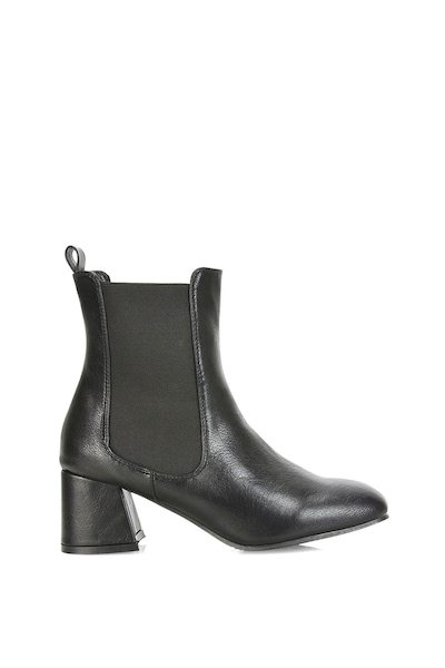 XY London 'Luca' Square Toe Pull On Mid Block Heel Chelsea Boots