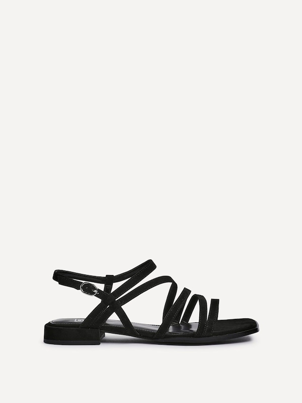 Linzi Lucie Black Faux Suede Strappy Sandals