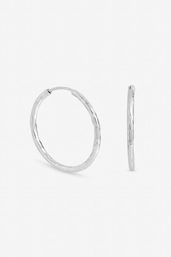 Inicio Sterling Silver Plated Molten Medium Sleeper Hoops