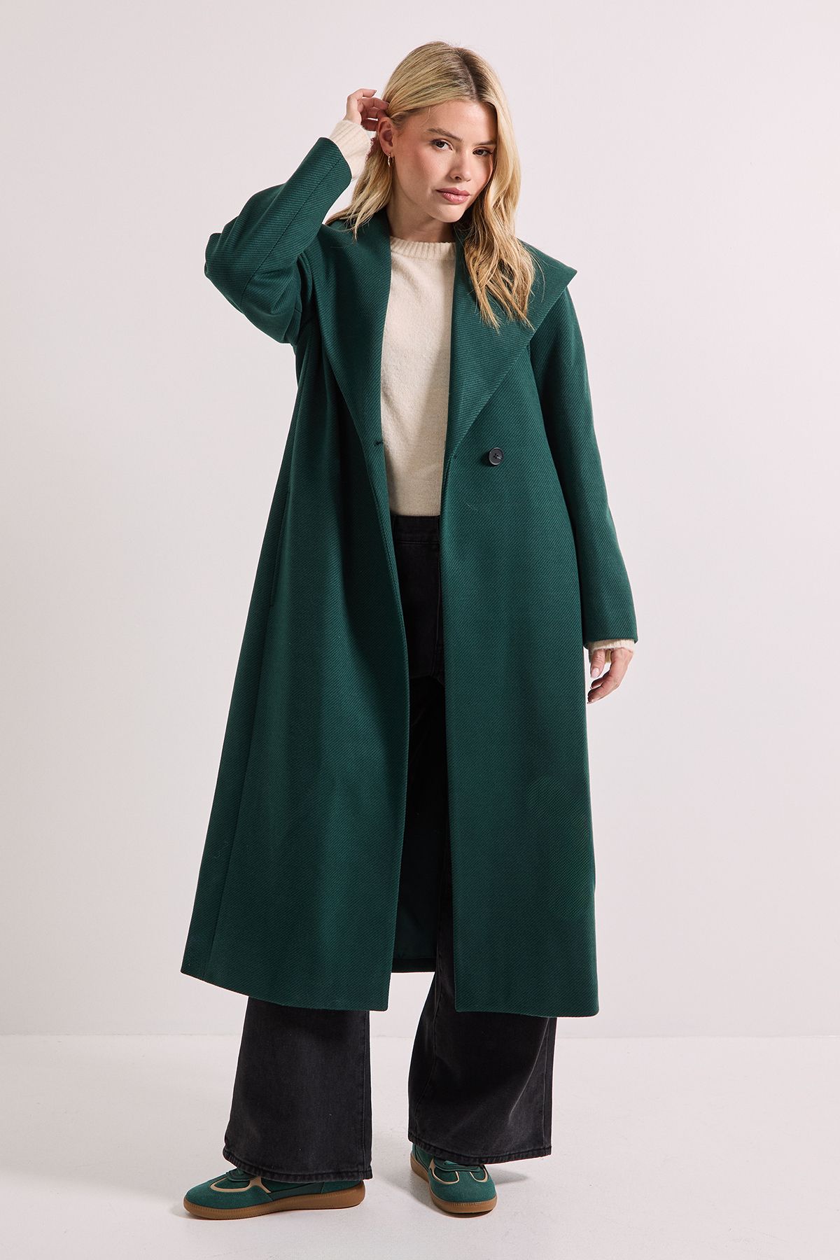 Dorothy Perkins Shawl Belted Coat Dark Green image 4