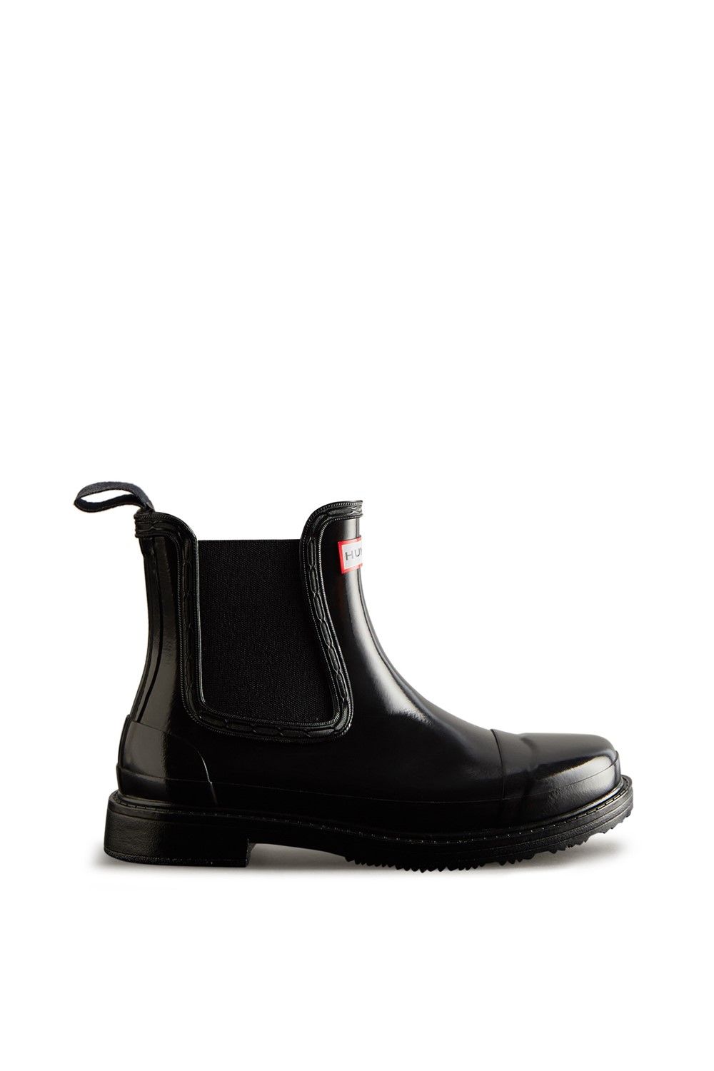 Hunter Black 'Commando' Gloss Chelsea Boots image 4