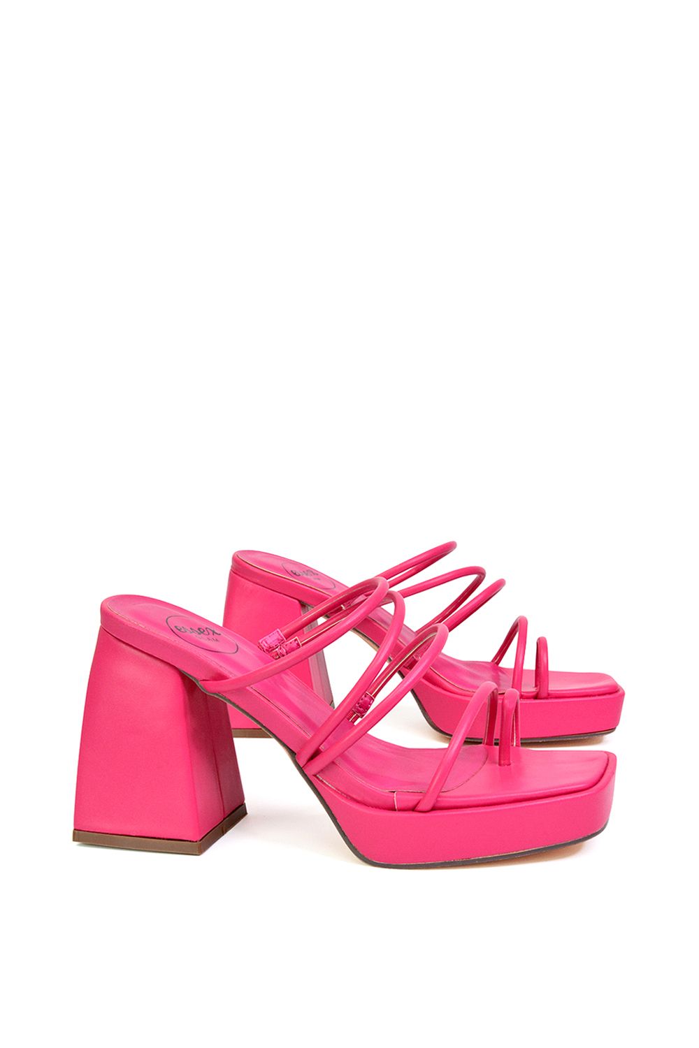 XY London 'Colt' Strappy Square Toe High Block Heel Platform Mule Sandals image 2