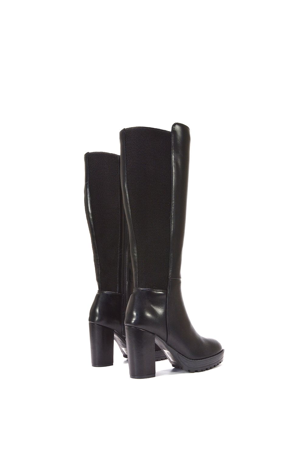 XY London 'Libby' Knee High Block High Heel Platform Elasticated Calf Boots image 4