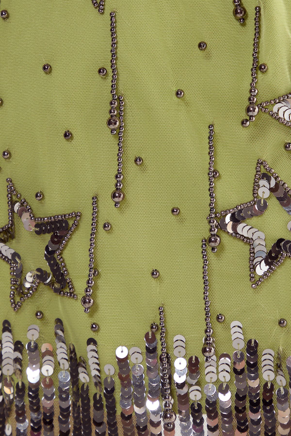 NastyGal Star Sequin Tassel One Shoulder Mini Dress Lime image 5