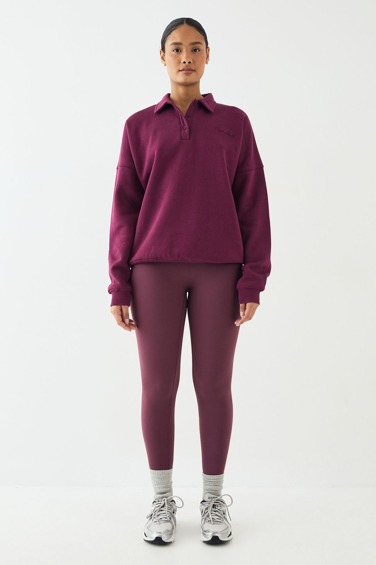 DSGN Studio DSGN Studio Script Collared Rugby Sweatshirt Plum image 5