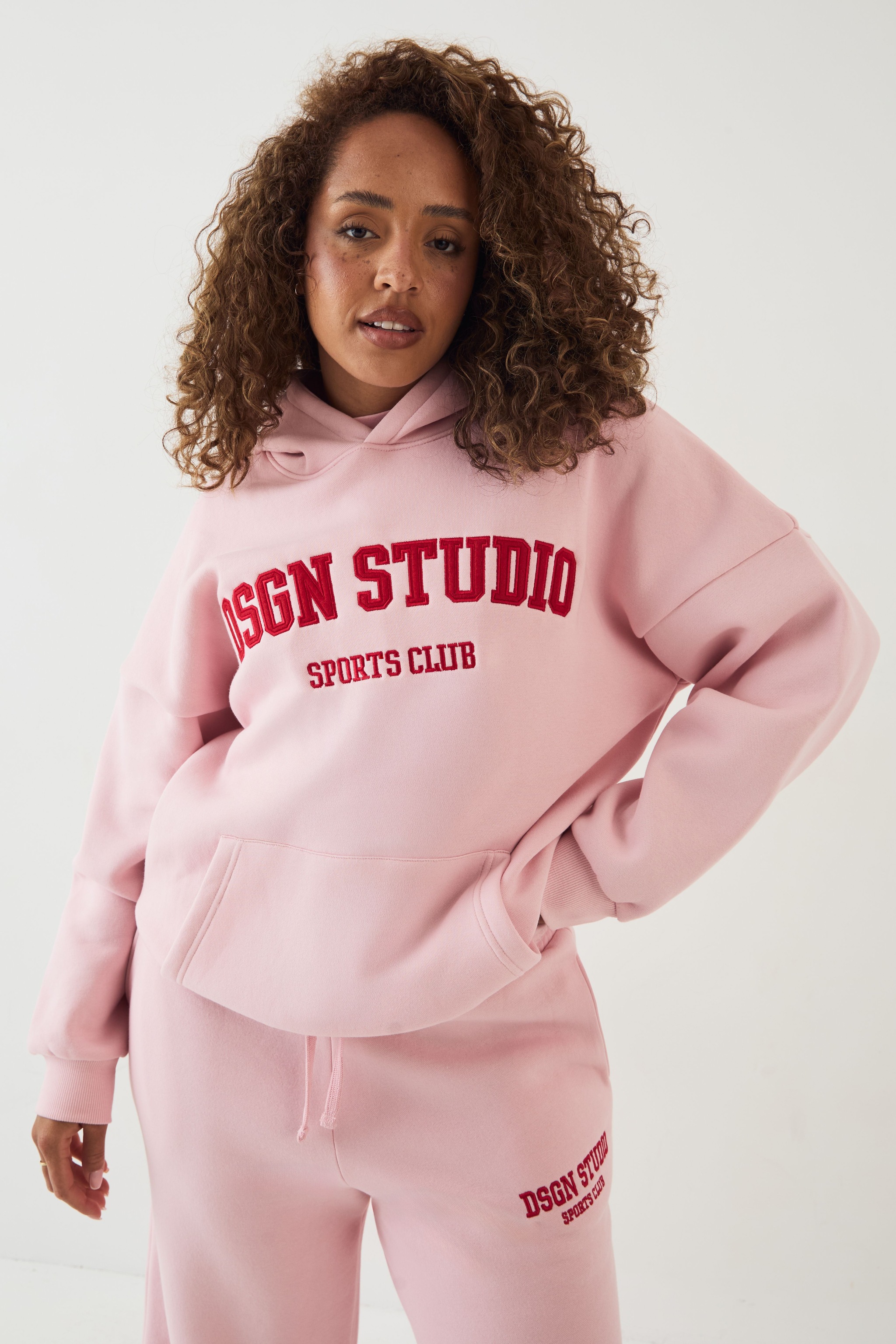 DSGN Studio DSGN Studio Applique Oversized Hoodie Pink