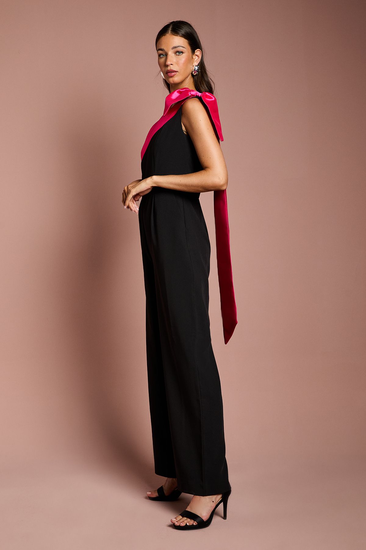 Coast Bow One Shoulder Jumpsuit Black image 3