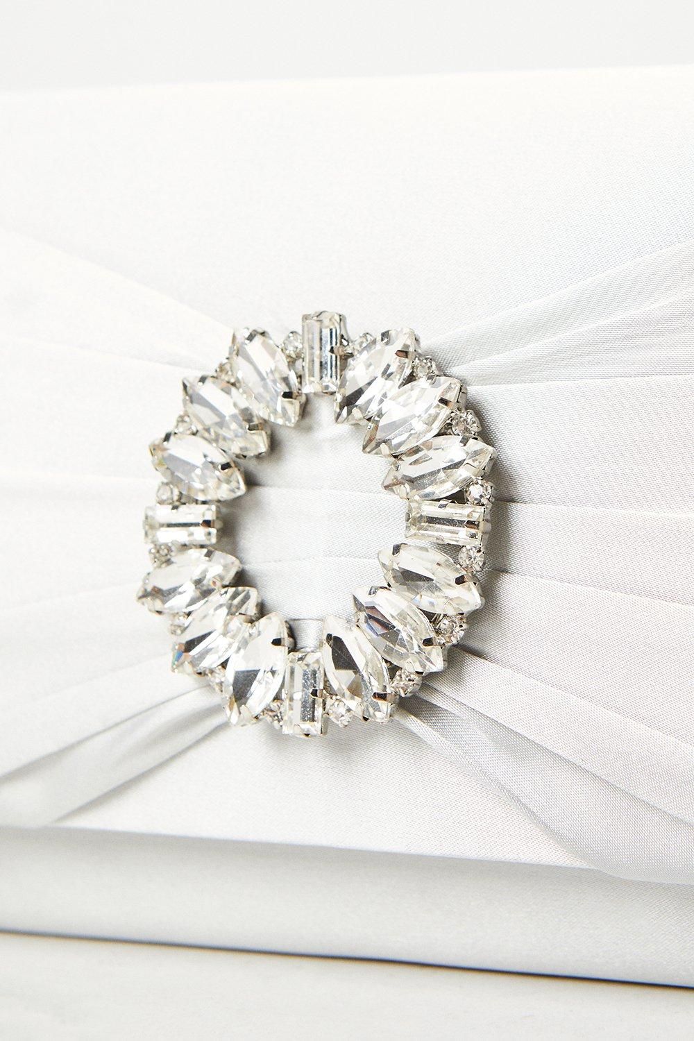 Dorothy Perkins Tyla Diamante Trim Satin Clutch Bag Silver image 4