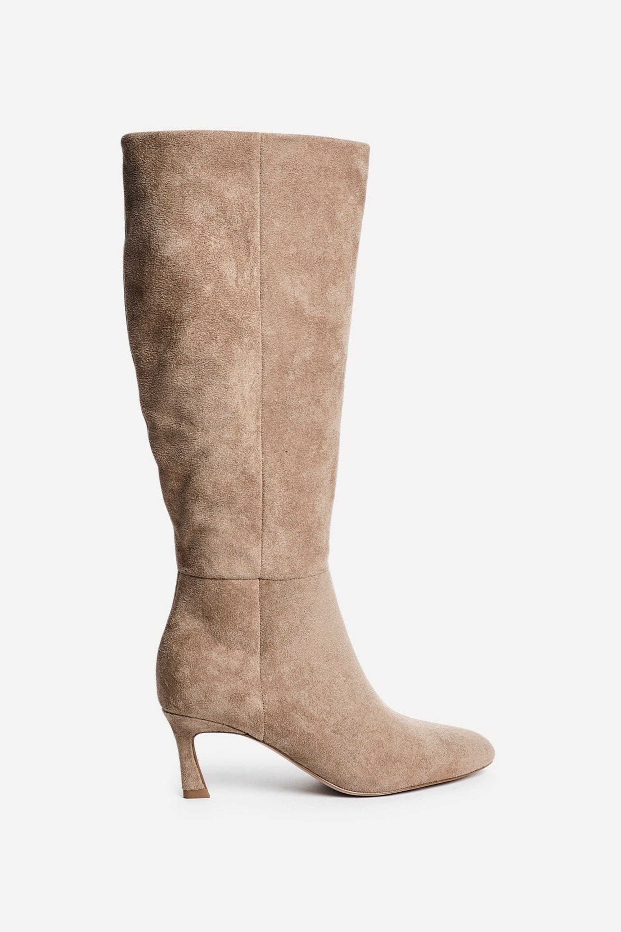 Linzi Rush Beige Faux Suede High Leg Stiletto Boots