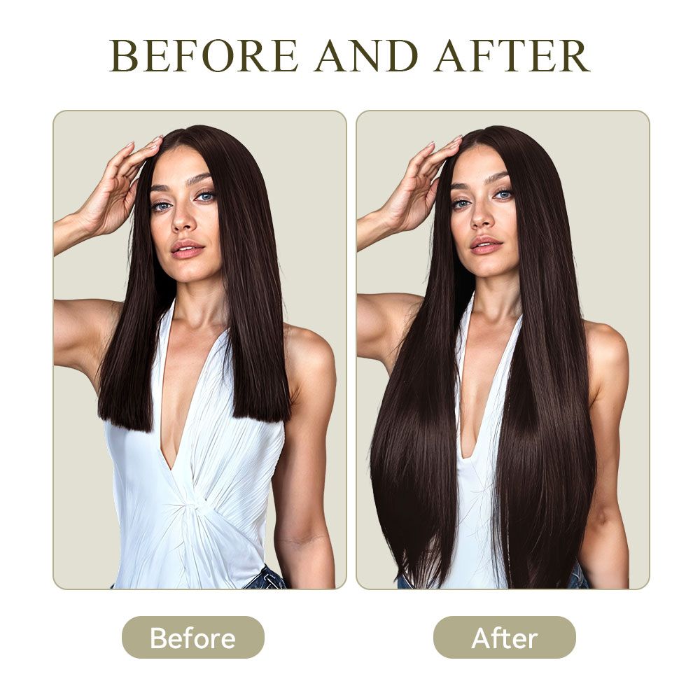 SHEONLY 3Pcs Brown Clip-In Straight Hair Extension Set image 3