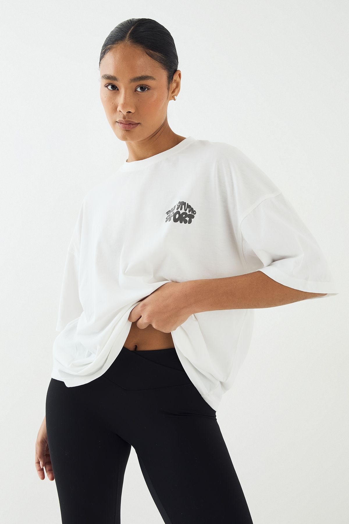 DSGN Studio DSGN Studio Sport Printed Oversized T-Shirt White image 3