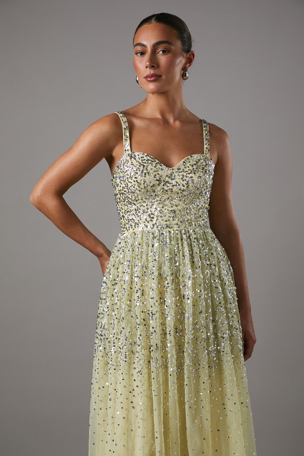 Coast Sweetheart Neckline Tulle Sequin Dress Lemon image 2