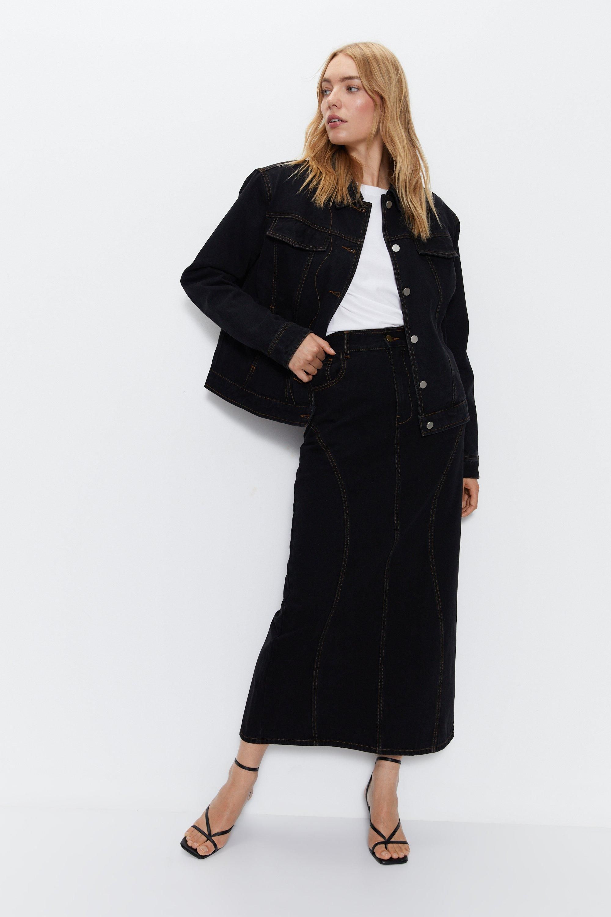 Warehouse Panelled Denim Jacket Black image 3